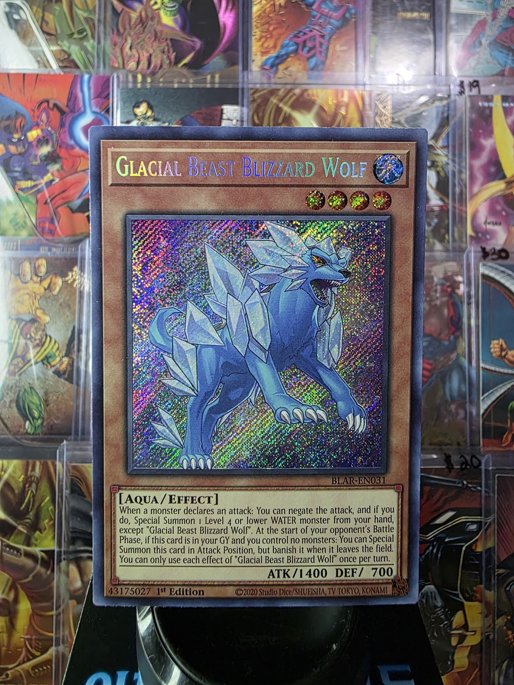 Yu-Gi-Oh! Glacial Beast Blizzard Wolf SECRET RARE Trading Card